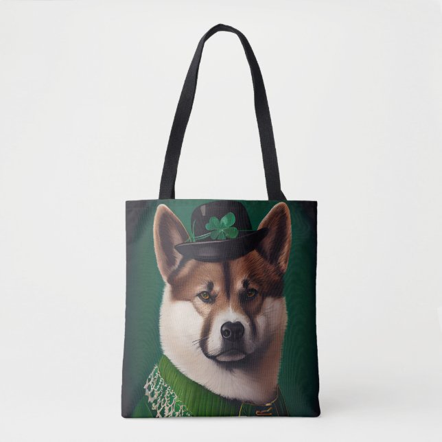 akita hund i St. Patrick's Day dräkt Tygkasse (Framsida)