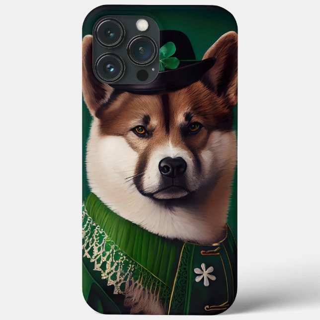 akita hund i St. Patrick's Day klänning (Baksida)