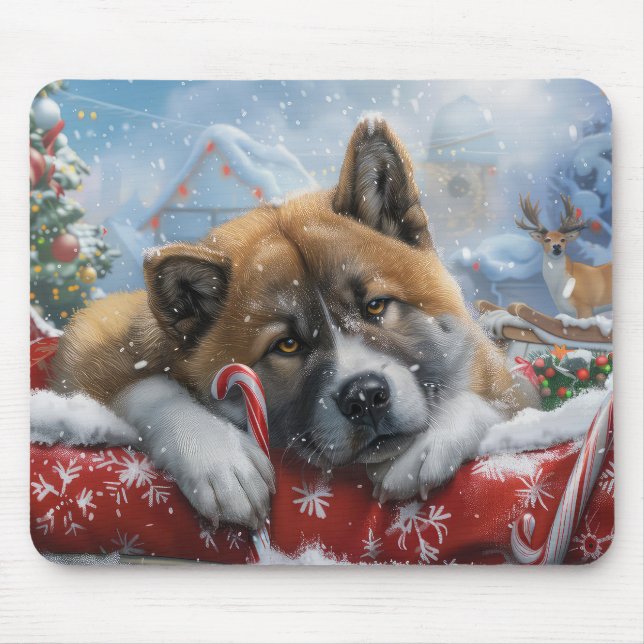Akita Hund Jul Festivitet Musmatta (Framsidan)