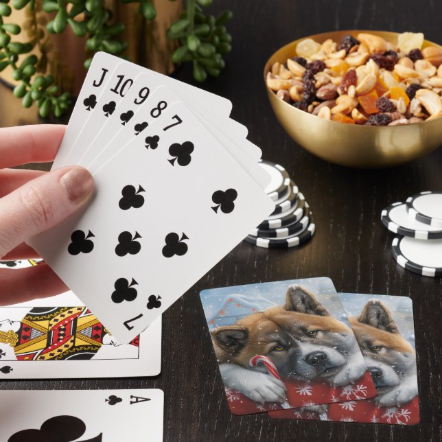Akita Hund julafton Casinokort (På plats)