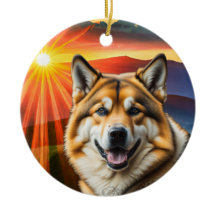 Akita Hund Julgran Ornament