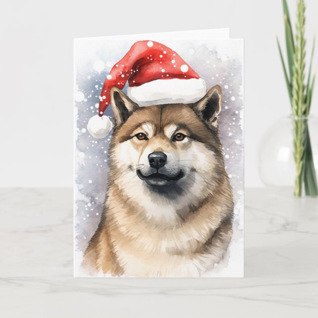 Akita Hund jultomten Tassar Festive Tack Kort (Framsida)