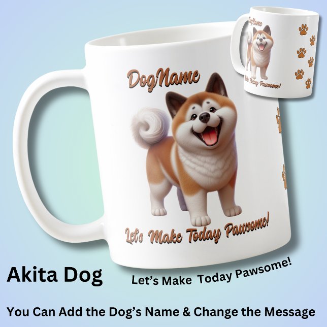Akita Hund - Lägg till Namn, Ändra text Kaffemugg (Skapare uppladdad)