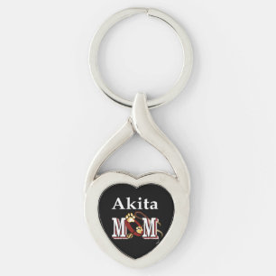 Akita Hund MAMMA Twisted Heart Silverfärgad Nyckelring