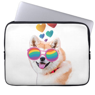 Akita Hund med hjärtans Alla hjärtans dag Laptop Fodral