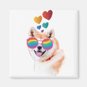 Akita Hund med hjärtans Alla hjärtans dag Magnet
