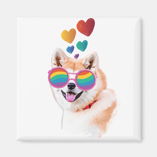 Akita Hund med hjärtans Alla hjärtans dag Magnet (Framsidan)