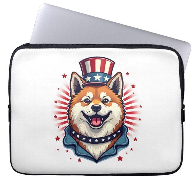 Akita hund med independence day laptop fodral (Framsidan)