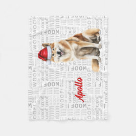 Akita Hund med Namn jul-Helgdag Fleecefilt