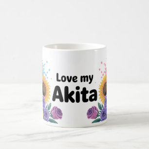 Akita Hund med solblommor och Ro Kaffemugg