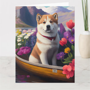 Akita Hund på en paddel: Ett naturskönt äventyr Kort