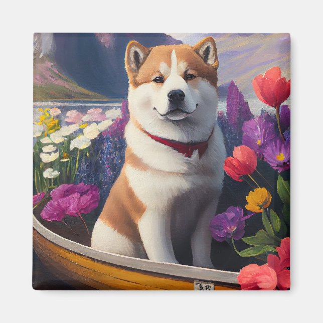 Akita Hund på en Paddle: En Scenia Äventyr Magnet (Framsidan)