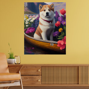 Akita Hund på en Paddle: En Scenia Äventyr Poster