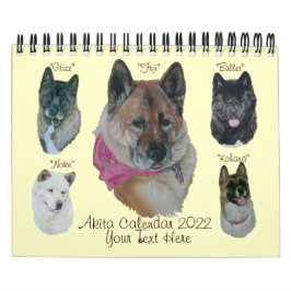 akita hund porträtt art japanese american 2022 kalender