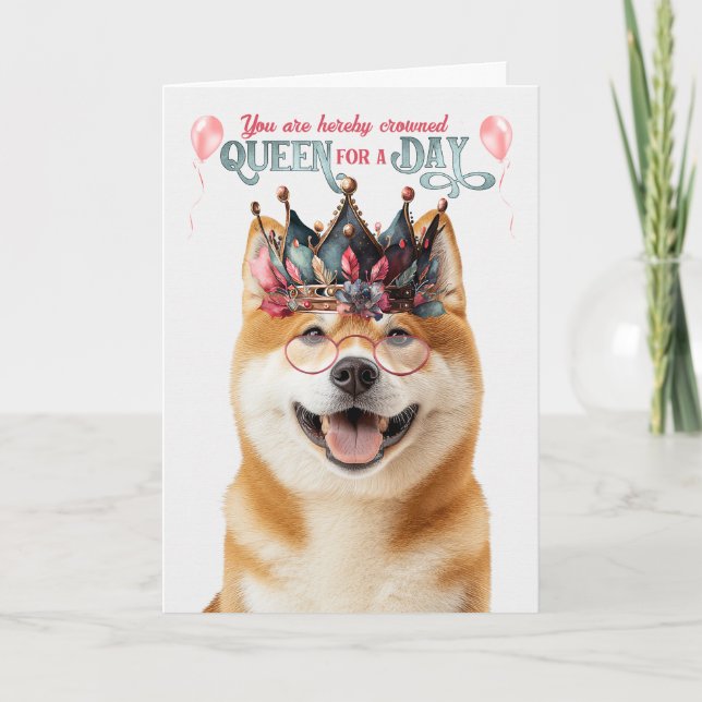 Akita Hund Queen for Day Funny Birthday Kort (Framsida)