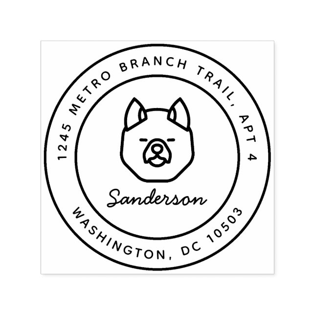 Akita Hund Returadress Frimärke Self-Inking Självfärgande Stämpel (Design)
