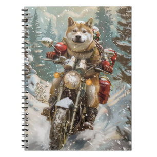 Akita Hund Riding Motorcykel jul Anteckningsbok