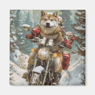 Akita Hund Riding Motorcykel jul Magnet