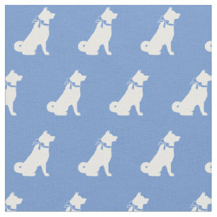 Akita Hund Silhouette Pet Light Blue Tyg