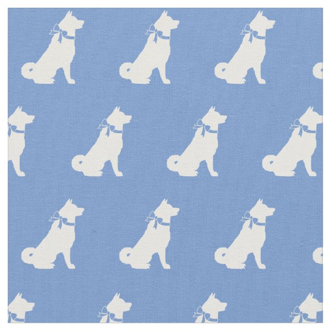 Akita Hund Silhouette Pet Light Blue Tyg (Närbild)