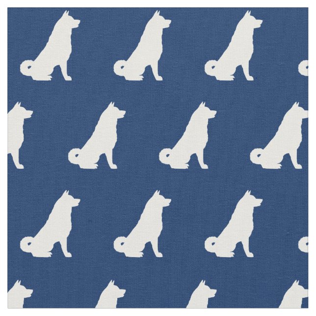 Akita Hund Silhouette Pet Navy Blue Tyg (Närbild)