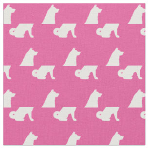 Akita Hund Silhouette Pet Rosa Tyg