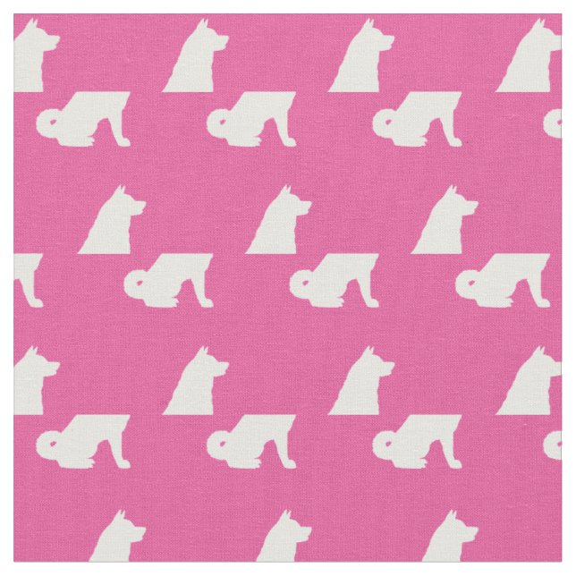 Akita Hund Silhouette Pet Rosa Tyg (Närbild)