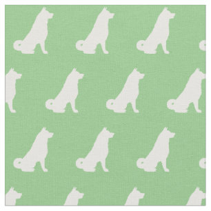 Akita Hund Silhouette Pet Sage Grönt Tyg