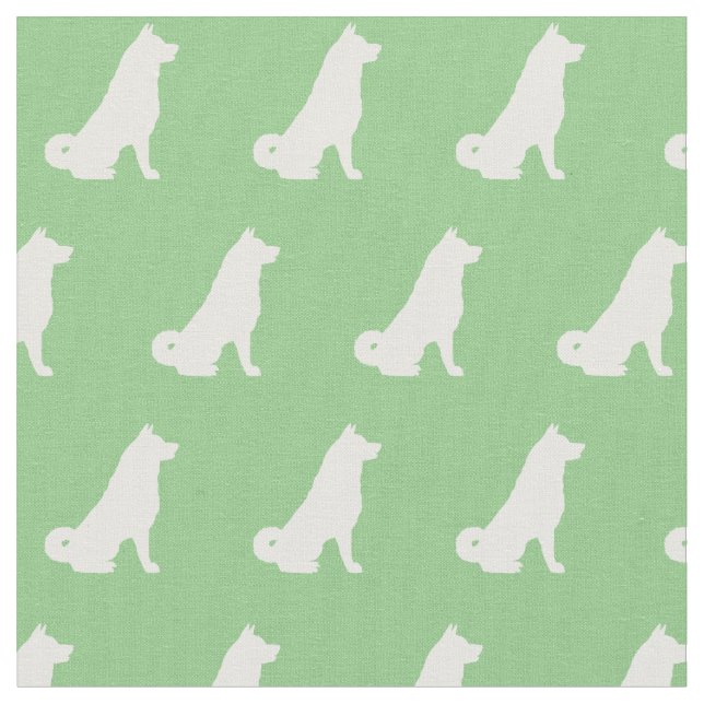 Akita Hund Silhouette Pet Sage Grönt Tyg (Närbild)