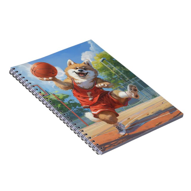 Akita-hund som spelar basket anteckningsbok (Högra Sidan)