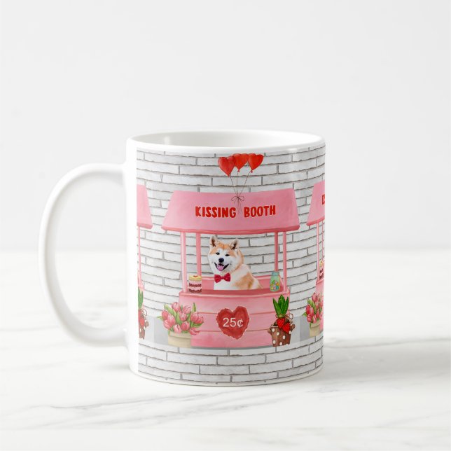 Akita Hund Valentindagen Kissing Booth Kaffemugg (Vänster)