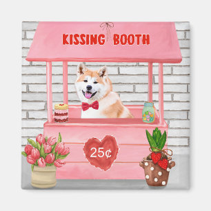 Akita Hund Valentindagen Kissing Booth Magnet