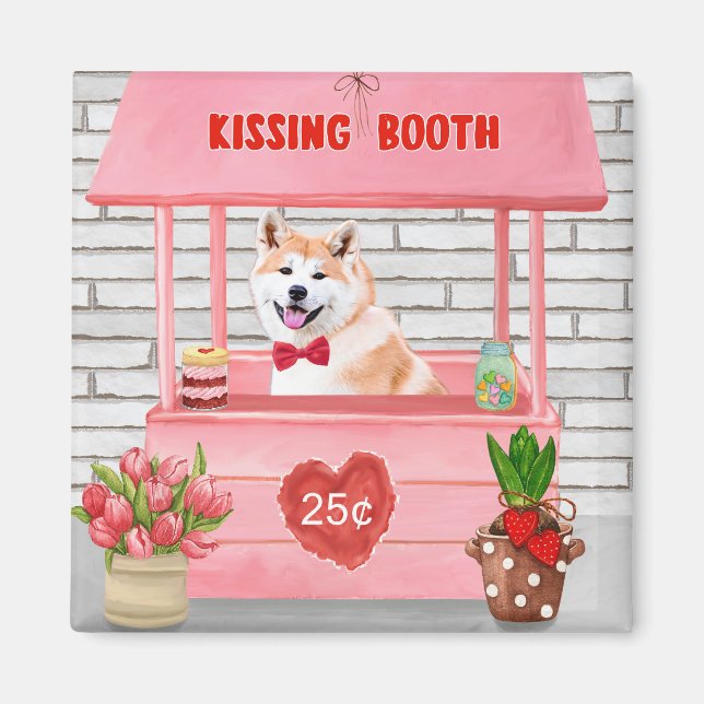 Akita Hund Valentindagen Kissing Booth Magnet (Framsidan)