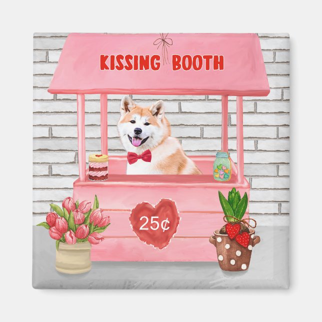 Akita Hund Valentindagen Kissing Booth Magnet (Framsidan)