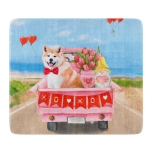 Akita Hund Valentindagen Lastbil Hearts