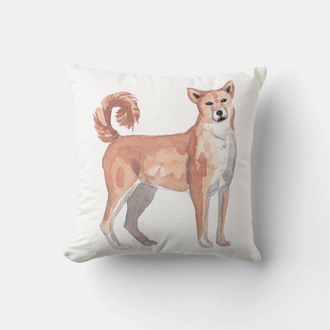 Akita Hund Vattenfärg Konst Målning Kudde (Framsida)