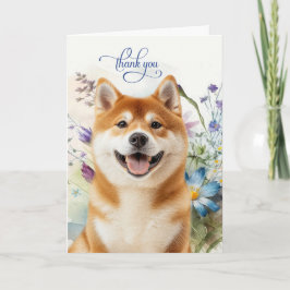 Akita Hund Vildblomma Trädgårdsduk Tack Kort