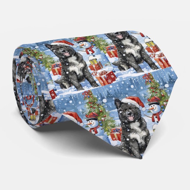 Akita Hund Vinter Värld Julglädje Slips (Rullad)