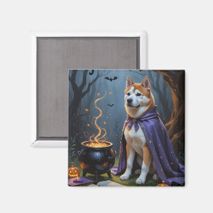 Akita Hund Whimsical Halloween-målning Magnet