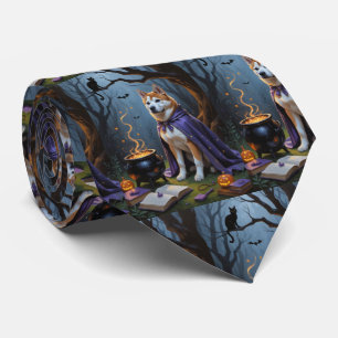 Akita Hund Whimsical Halloween-målning Slips