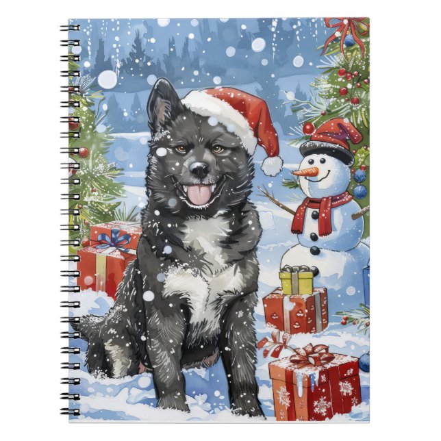 Akita Hund Winter Wonderland jul Joy Anteckningsbok (Framsidan)