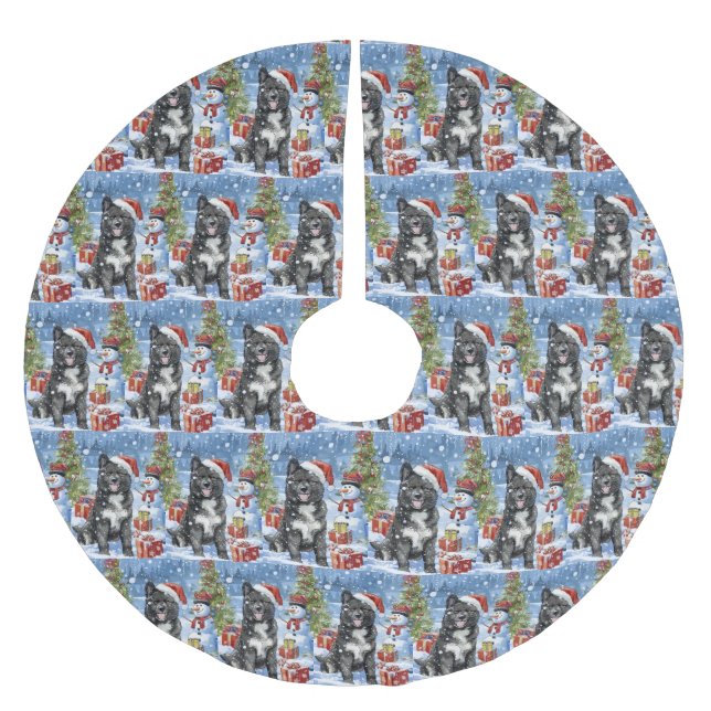 Akita Hund Winter Wonderland jul Joy Julgransmatta Borstad Polyester (Framsidan)