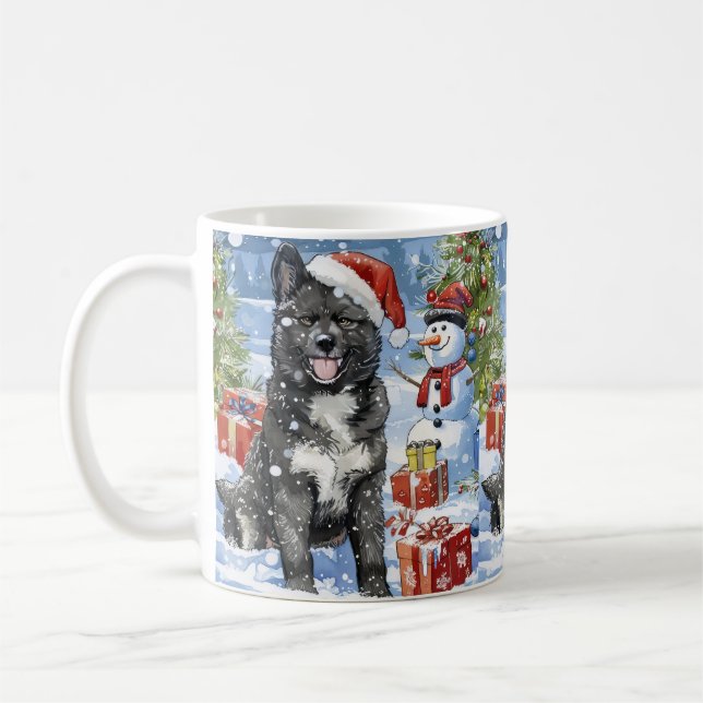 Akita Hund Winter Wonderland jul Joy Kaffemugg (Vänster)