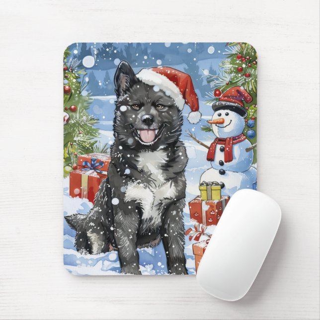 Akita Hund Winter Wonderland jul Joy Musmatta (Med mus)