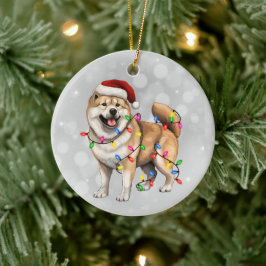 Akita Hund Wrapped i julafton Ljus Julgransprydnad Keramik