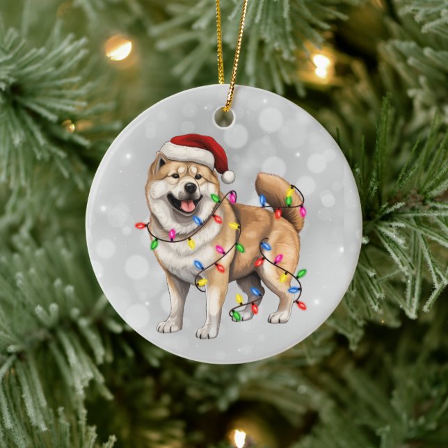 Akita Hund Wrapped i julafton Ljus Julgransprydnad Keramik (Träd)