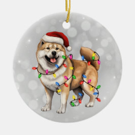 Akita Hund Wrapped i julafton Ljus Julgransprydnad Keramik