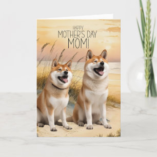 Akita Hundar Mors dag Sunset Beach Cove Helgkort