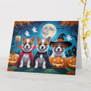 Akita Hundar Pumpkin Halloween Funny Kort