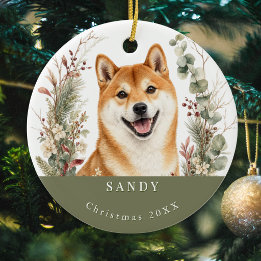 Akita Hundras Vattenfärg Jul Julgransprydnad Keramik